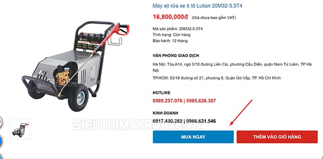 Cách để mua máy rửa xe cao áp 3 pha tại Siêu Thị Máy Rửa Xe
