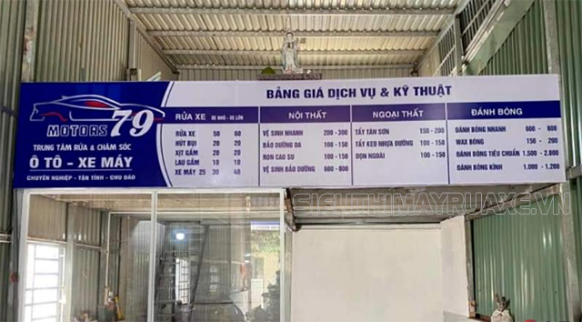 giá rửa xe trà vinh