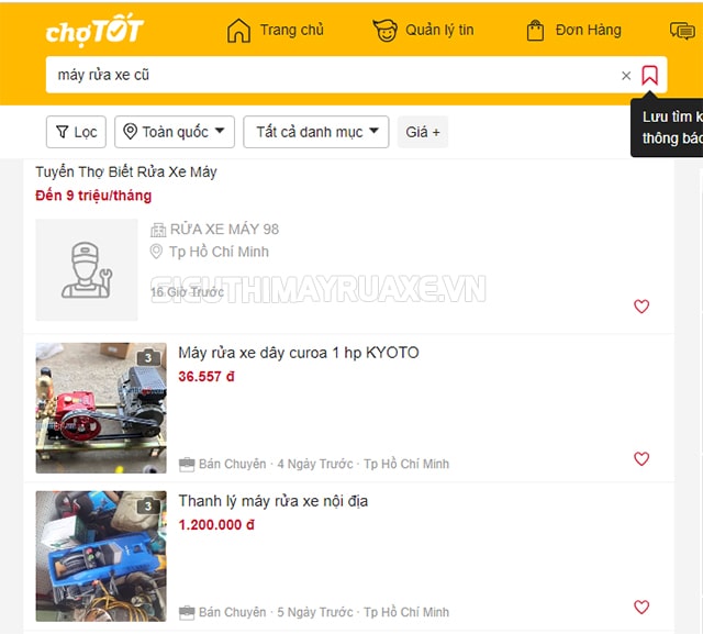 máy rửa xe cũ chợ tốt