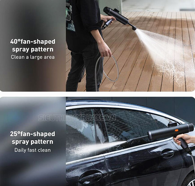 máy rửa xe dùng pin baseus