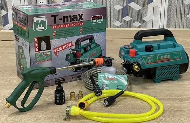 Hình ảnh máy rửa xe T max 999 và bộ phụ kiện đi kèm
