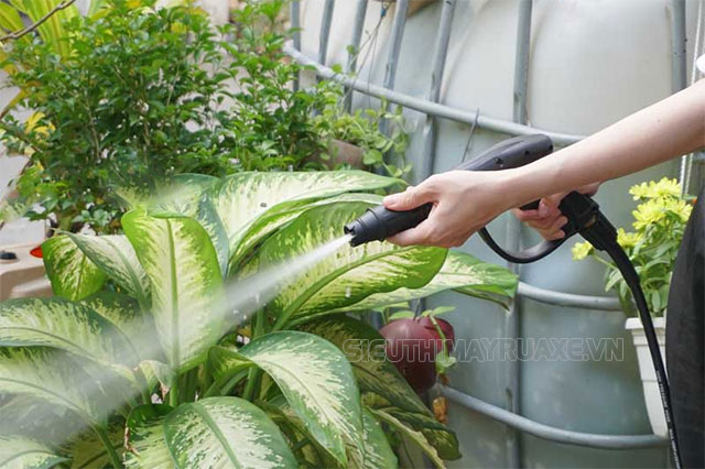 sử dụng máy rửa xe tưới cây