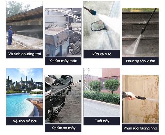 ứng dụng máy rửa xe cao áp giá rẻ Kumisai 20M32-5.5T4 (tự động ngắt)