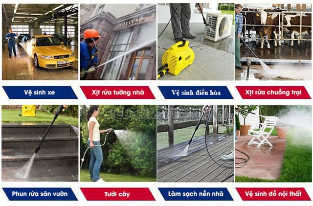 ứng dụng máy rửa xe martin