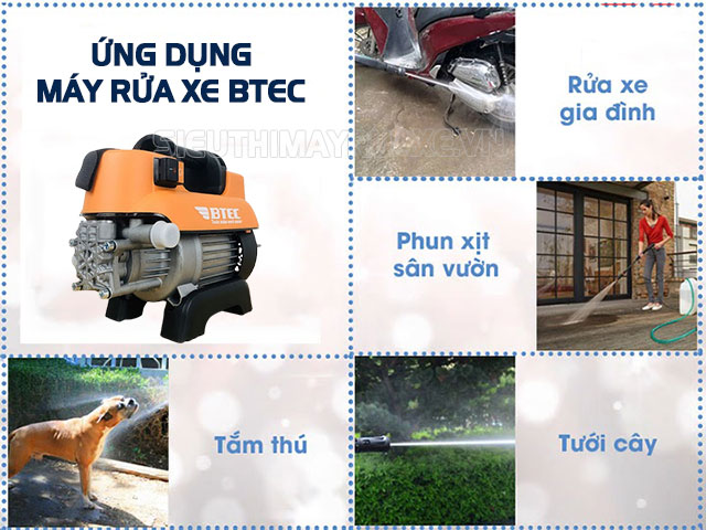 Ứng dụng của máy bơm rửa xe mini Btec
