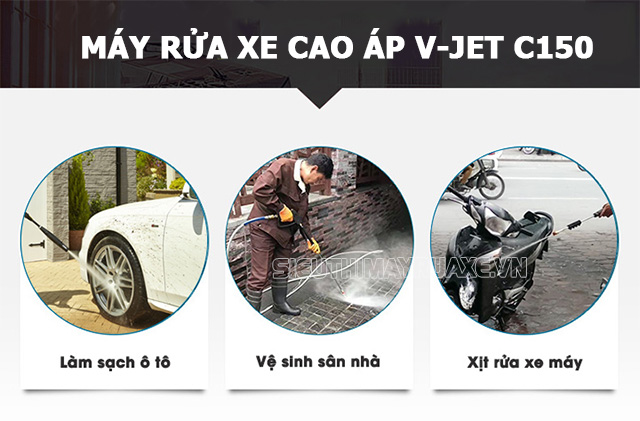 Ứng dụng máy rửa xe cao áp V-Jet C150