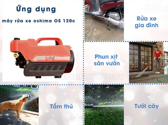 ứng dụng máy rửa xe oshima